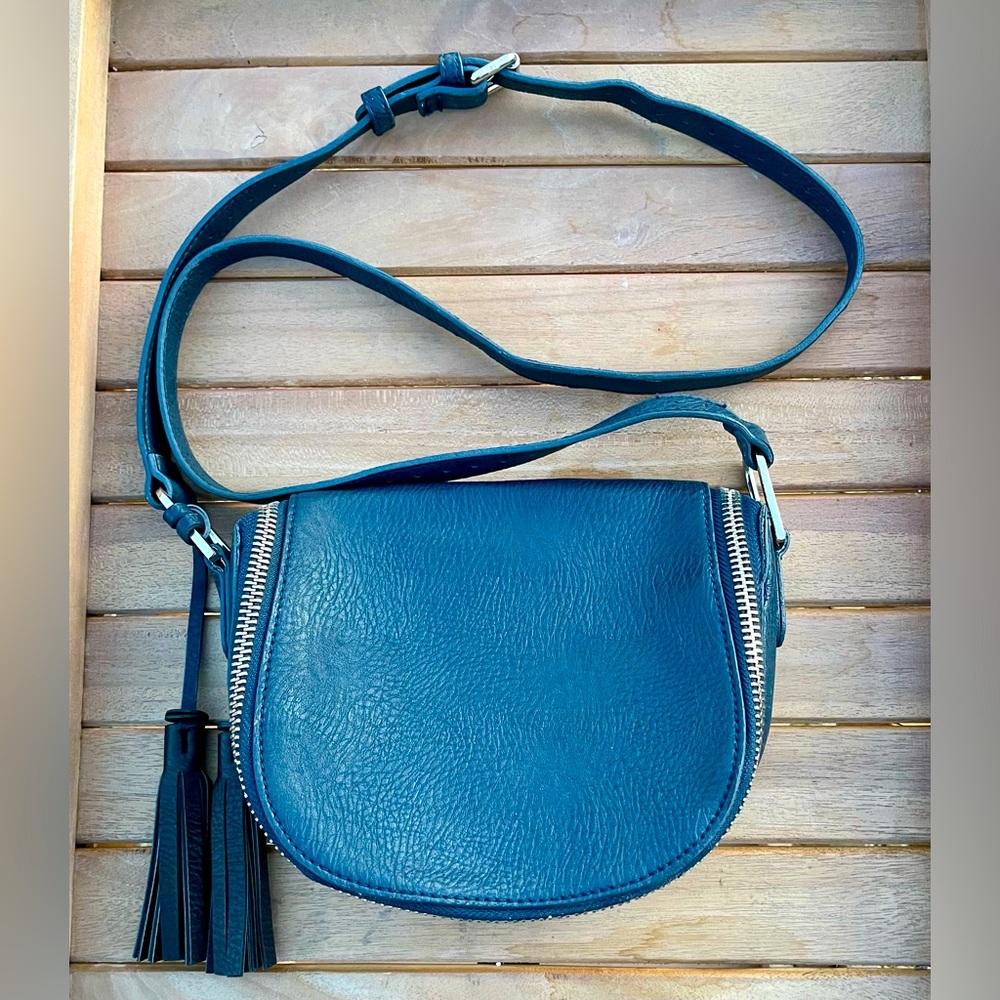 Free People Bond St. Saddle Crossbody Bag Blue